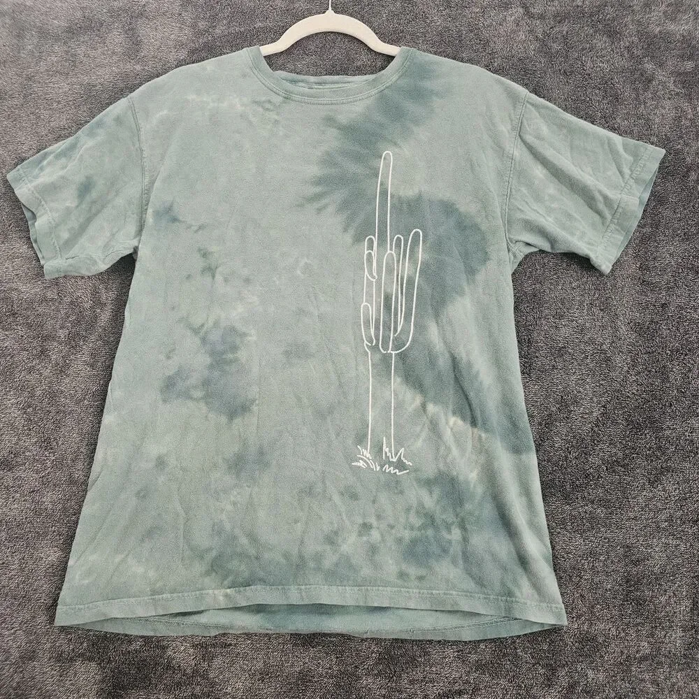 Call Your Mother Youth Medium Tie Dye Cactus Desert Graphic T-Shirt Blue Green